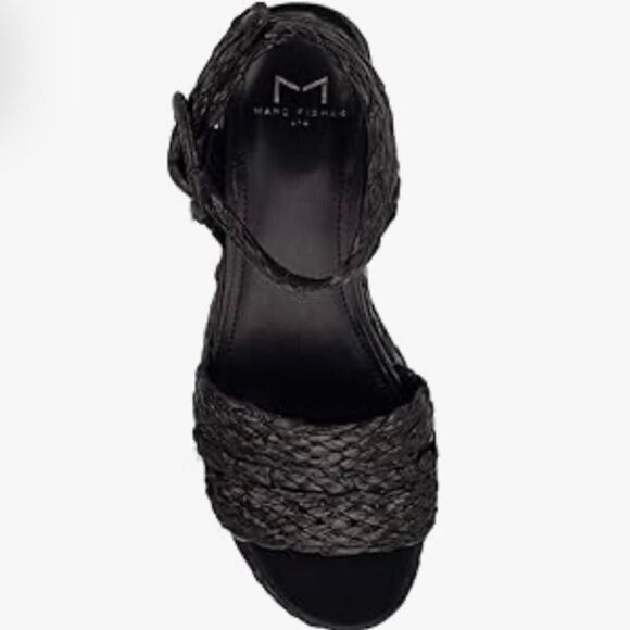 MARC FISHER | Marcell Braided Platform Sandal Black Espadrille Ankle Strap | 6.5 - Picture 3 of 12